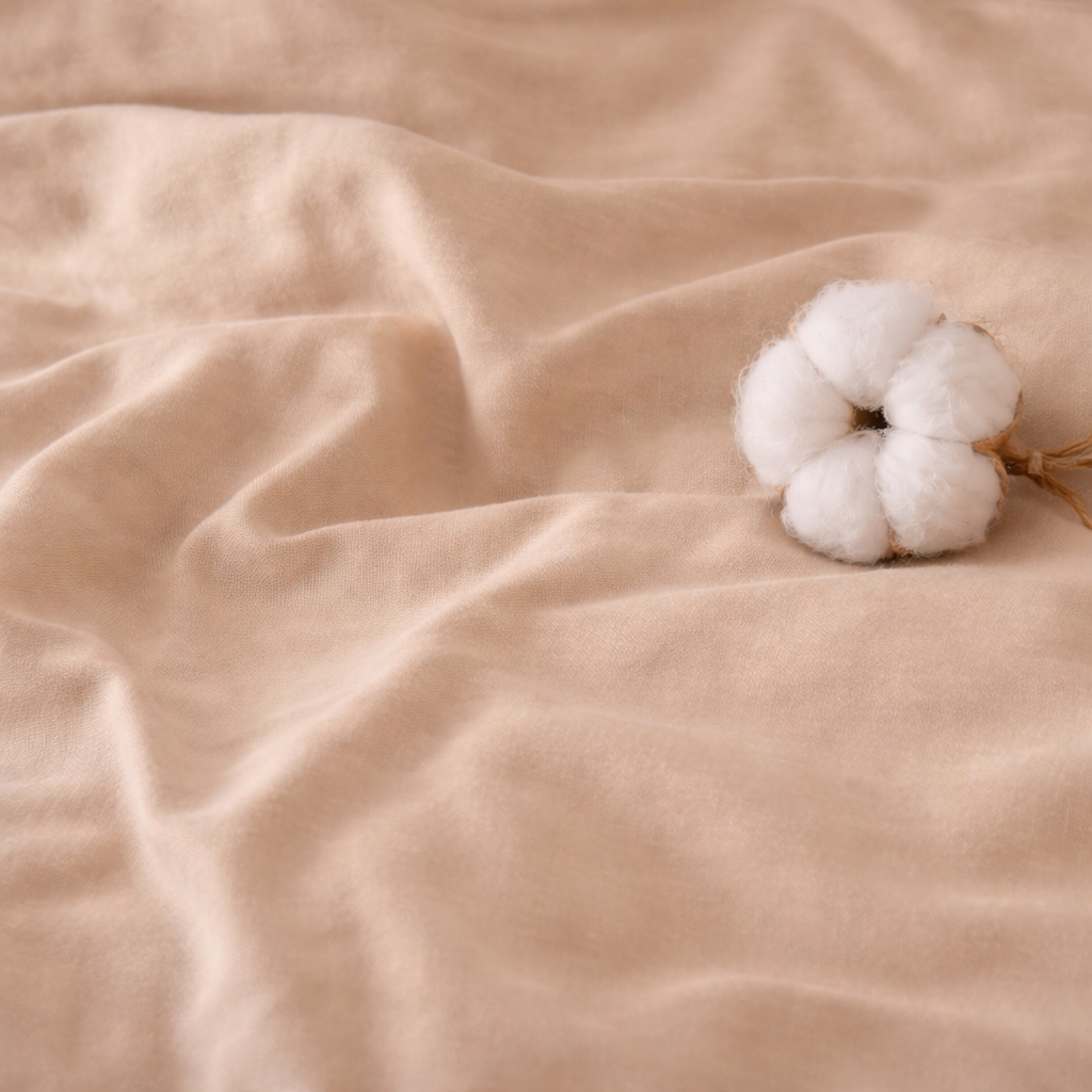 Housse de couette et 2 Taies d'oreiller (60x70) - 100% Coton - Beige