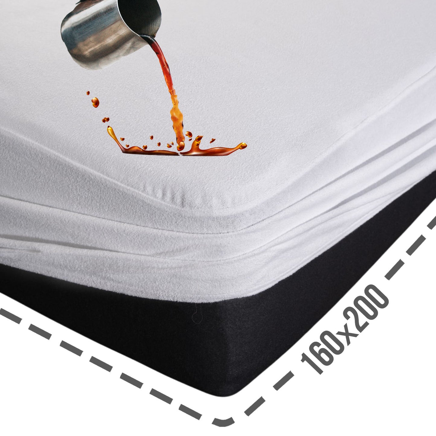 Protège-matelas imperméable 160x200 - Drap-housse imperméable en éponge