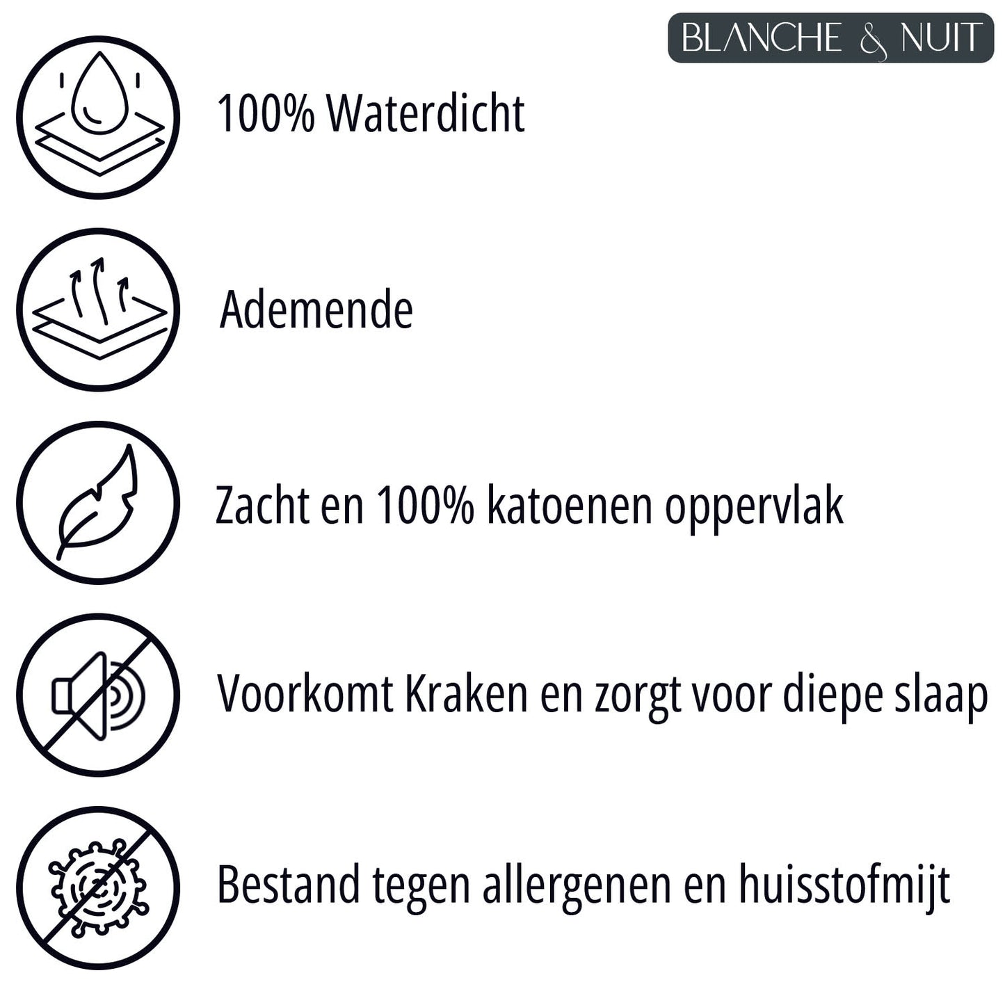 80x190 Waterdichte Matrasbeschermer – Bescherm Tegen Vlekken, Mijt & Allergenen | Blanche & Nuit