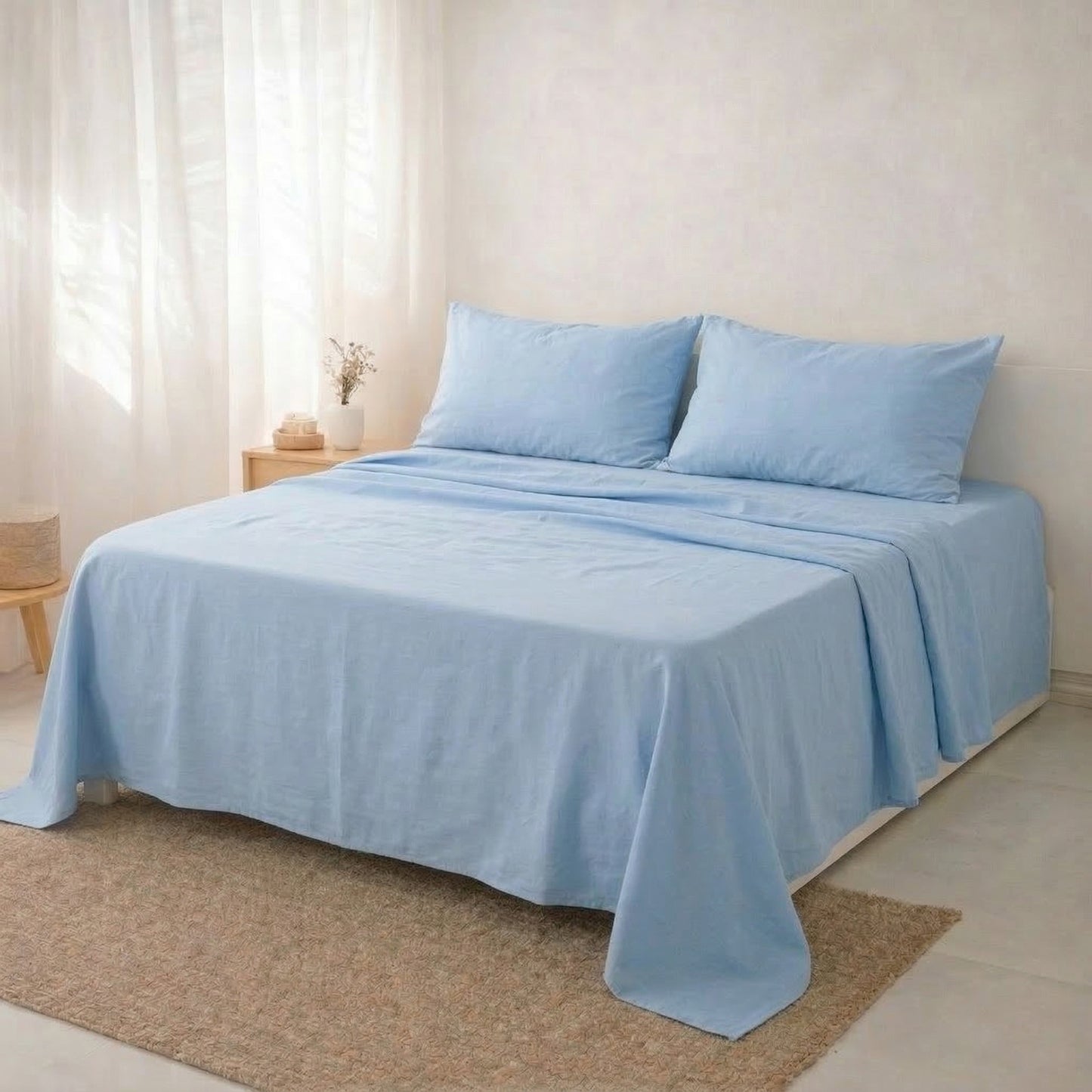 Drap en coton - Bleu clair
