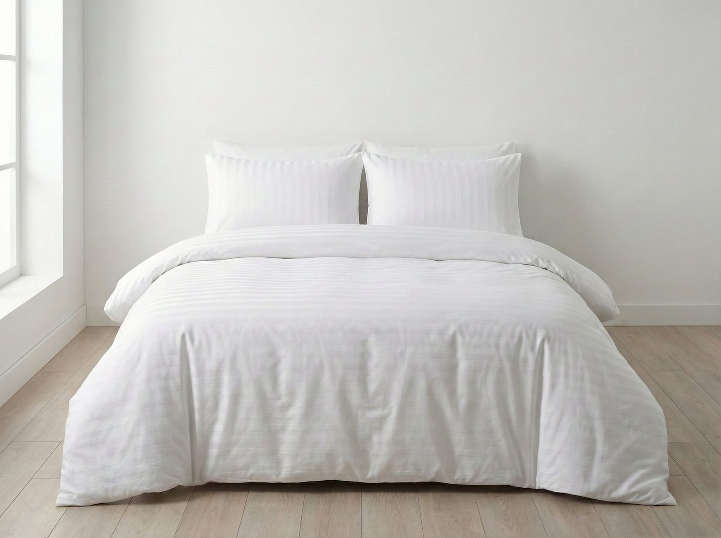 Duvet Cover - Includes 2 Pillowcases - Hotel Chic Satin Stripe - White