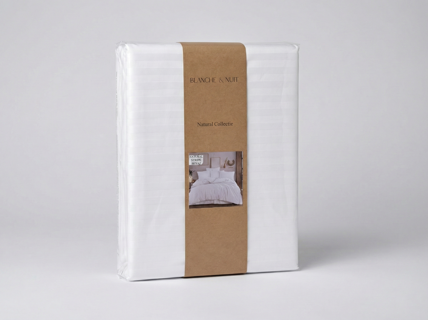 Duvet Cover - Includes 2 Pillowcases - Hotel Chic Satin Stripe - White